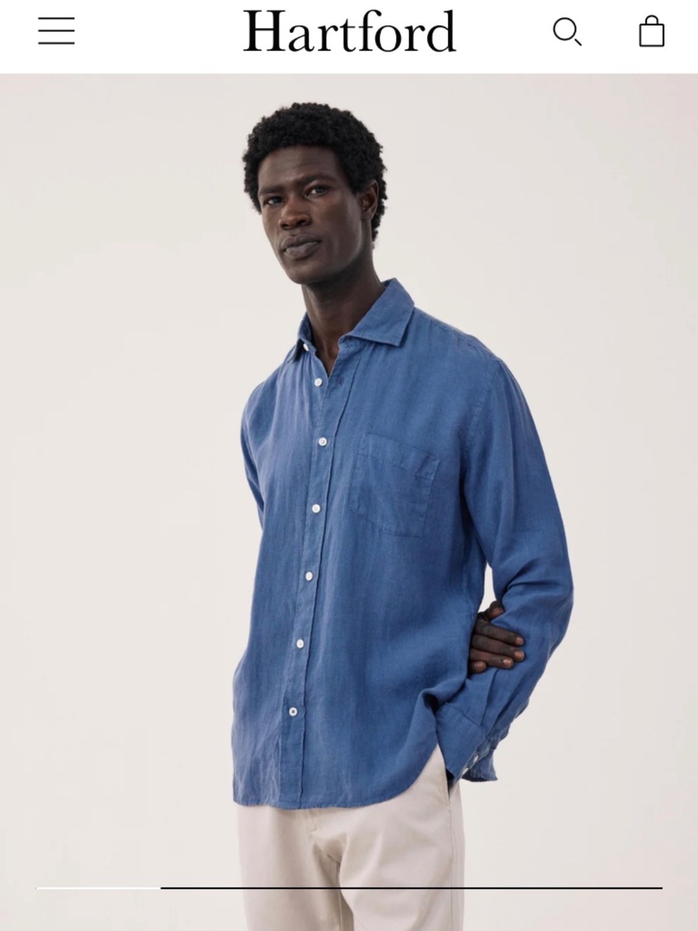Hartford 100% linen shirt - denim blue - size medium